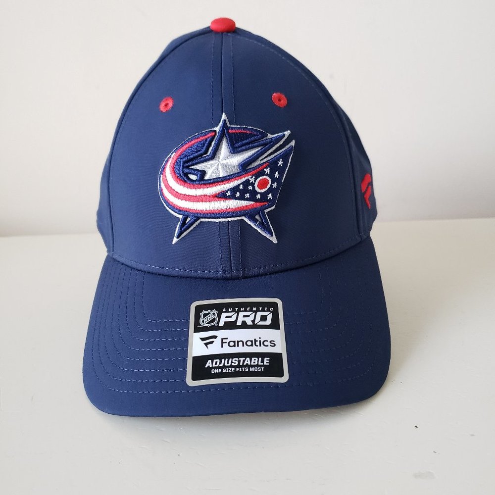 Fanatics Columbus Blue Jackets Strapback Adjustable Hat Cap Authentic Pro Blue